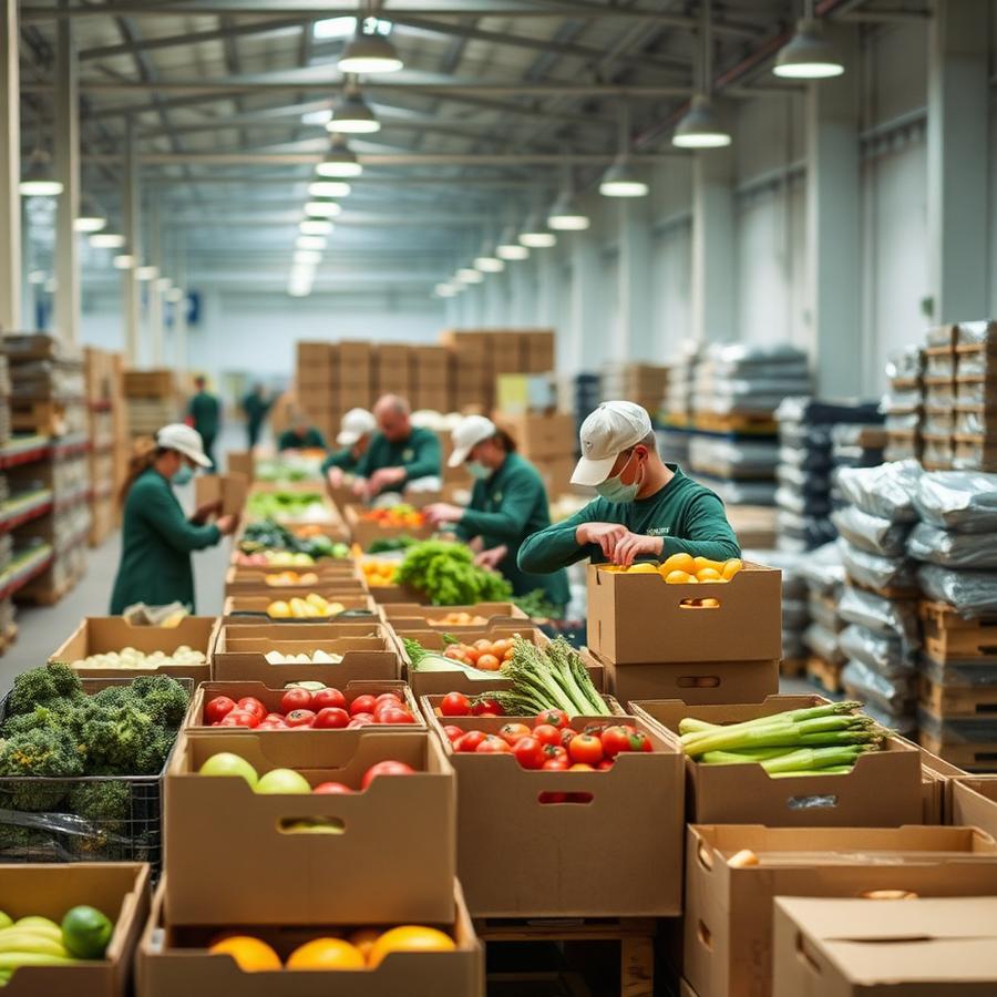 Fresh produce being packed in an export packhouse